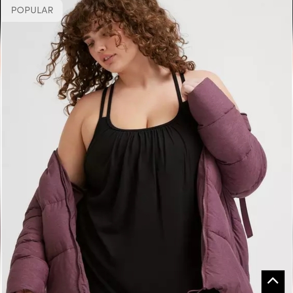 Torrid Performance cotton Scoop Neck Active Tank With Bra Deep Black Size 3x. - Picture 8 of 16